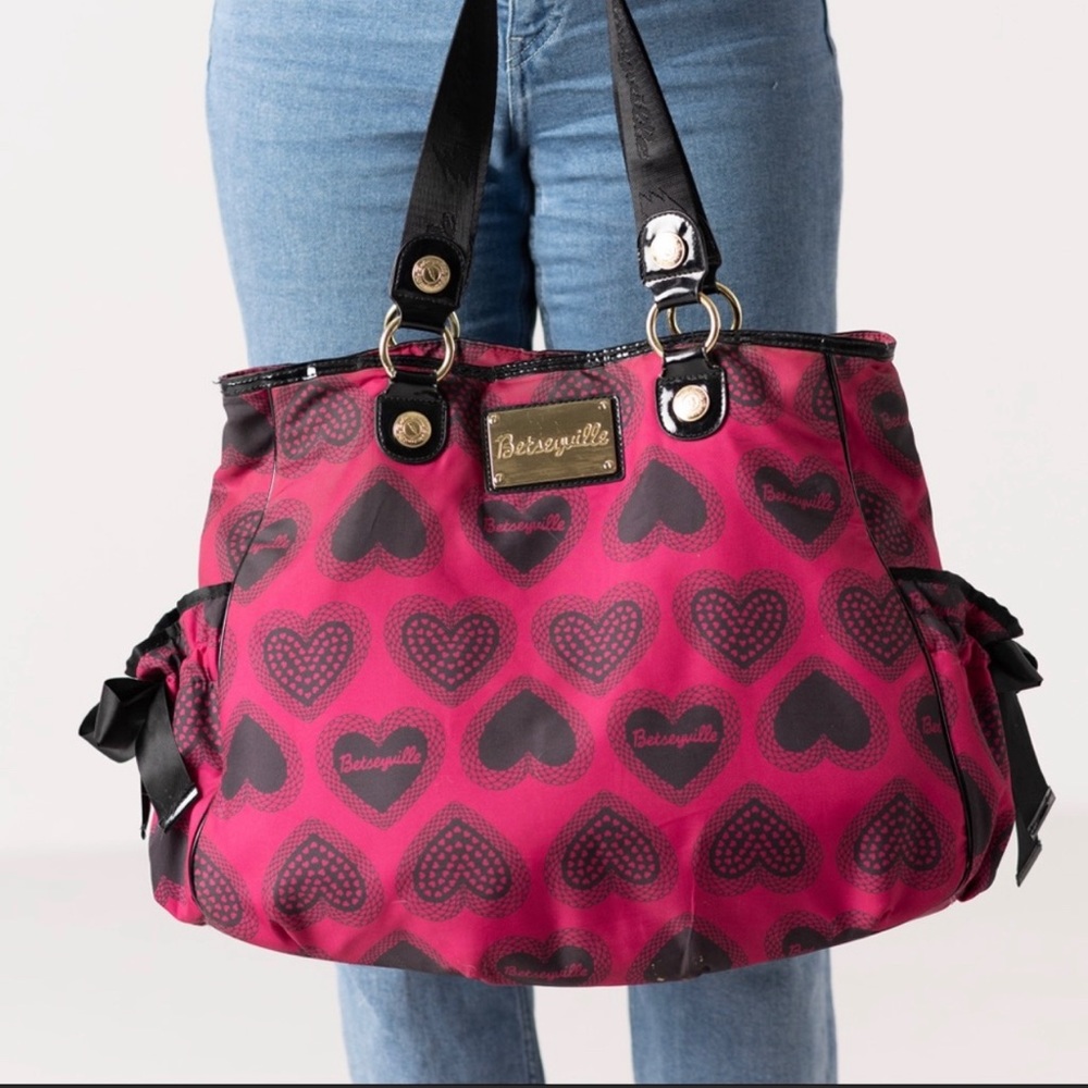 Betseyville shoulder bag pink whit hearts